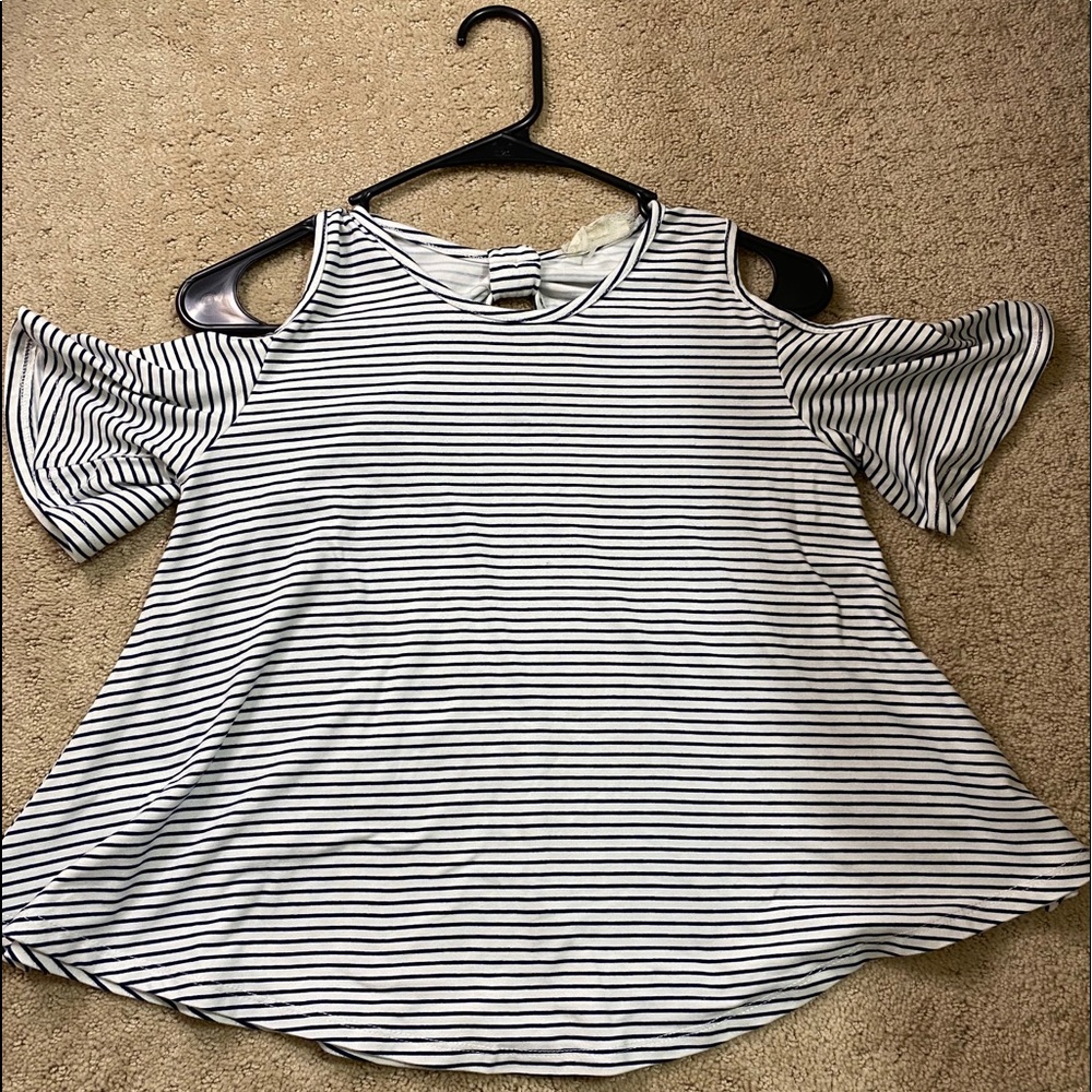 off the shoulder striped shirt